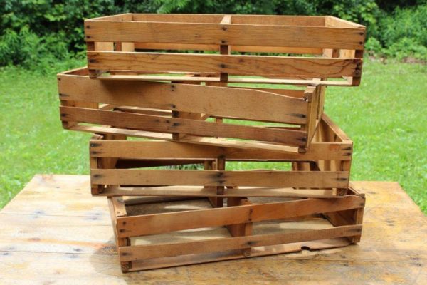 Wood Slatted Crates-Short