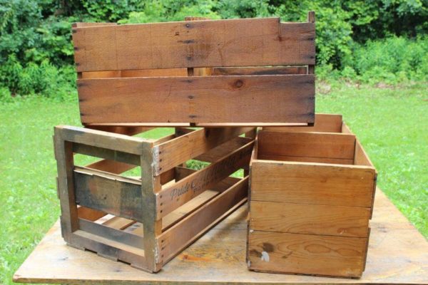 Wood Slatted Crates-Tall