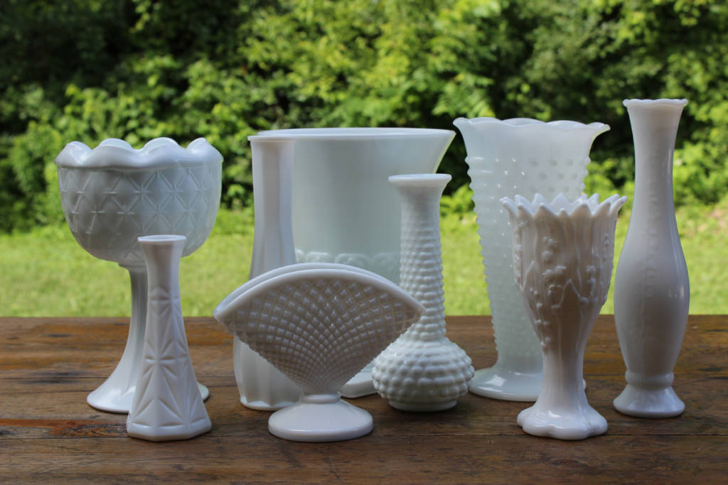 Milk Glass Vases Medium Vintique Rental