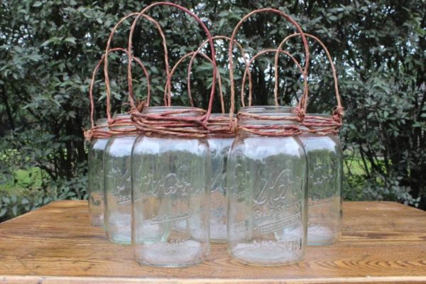 Twine Hanging Clear Quart Mason Jars- Vintique Rental WI