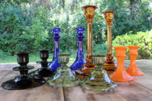 Colored Glass Candlesticks