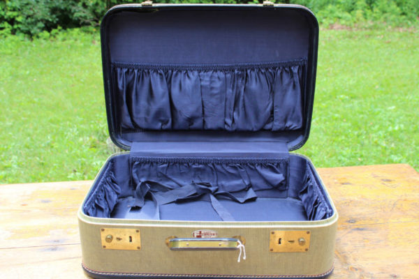Khaki and Navy Blue Suitcase
