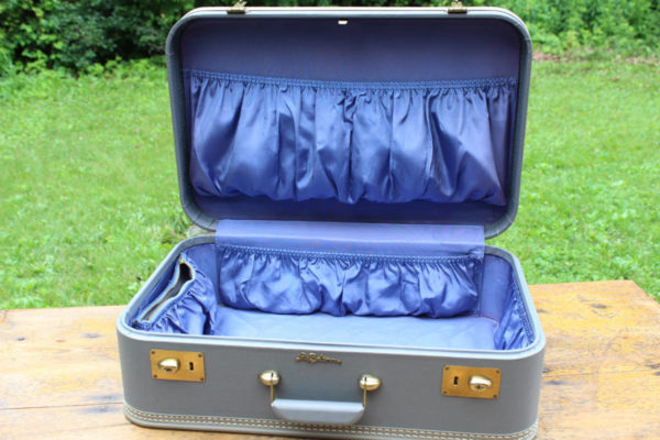 Pale Blue and Gold Suitcase