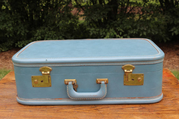 Periwinkle and Brass Suitcase