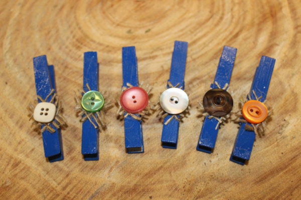 Blue Burlap Button Clothespins