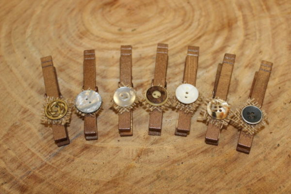 Bronze Burlap Button Clothespins