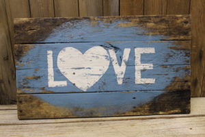 Vintique Rental-Wisconsin Wedding Barn Wood Love Sign