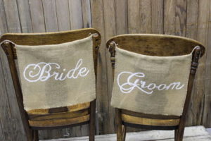 Vintique Rental-Wisconsin Wedding Burlap Chair Backs