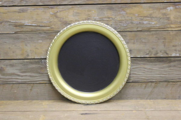 F109: Round Matte Gold Platter Chalkboard