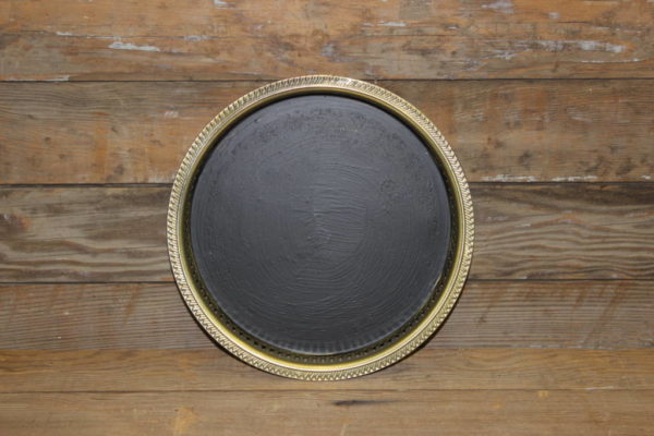 F187 Deep Set Round Gold Platter Chalkboard