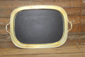 F313: Gold Oval Platter w/Handles
