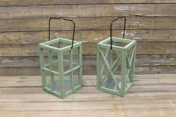 Sage Green Wood Lanterns- Vintique Rental