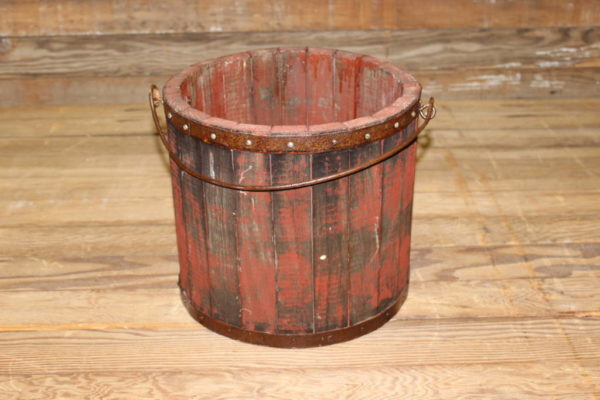 Rustic Red Wooden Bucket