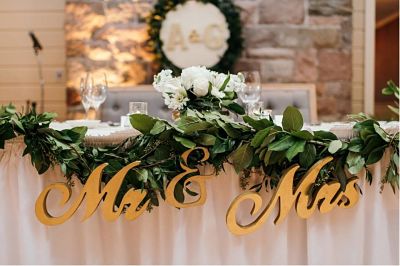 Vintique Rental-Wisconsin Wedding Gold Mr & Mrs Sign