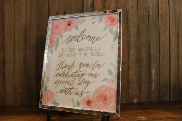 J23: Pink Floral Welcome Sign