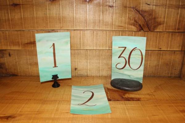 Woodland Calligraphy Table Numbers -Vintique Rental WI