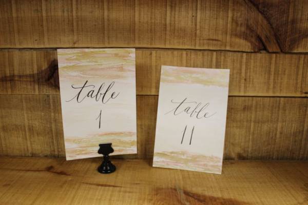 Double Metallic Calligraphy Table Numbers -Vintique Rental WI