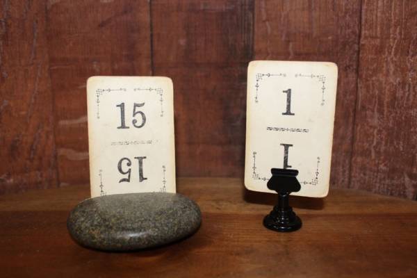 Worn Playing Card Table Numbers -Vintique Rental WI