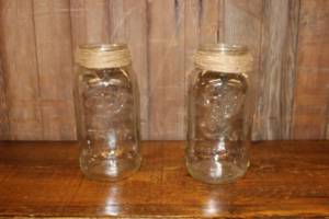Twine Topped Clear Half Gallon Mason Jars- Vintique Rental WI