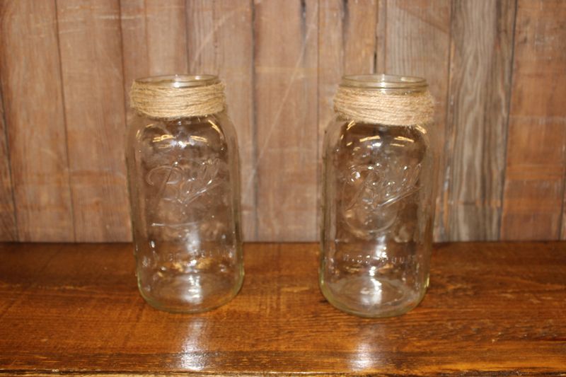 Twine Topped Clear Half Gallon Mason Jars