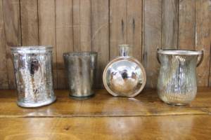 Silver Mercury Glass Vases- L- Vintique Rental WI