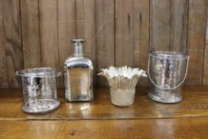 Silver Mercury Glass Vases- M- Vintique Rental WI