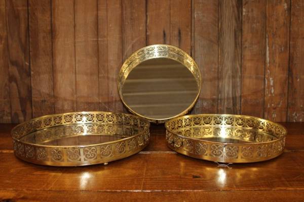 Modern Etched Gold Mirror Trays- Vintique Rental WI