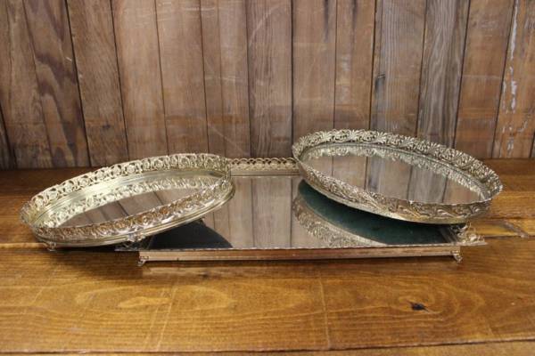 Mismatched Gold & Silver Mirror Trays-M- Vintique Rental WI
