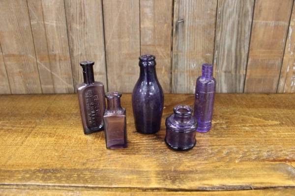 Assorted Purple Bottles-S Vintique Rental WI