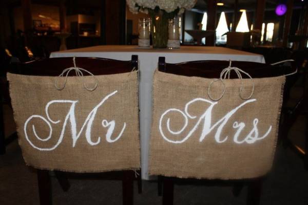 Mr. & Mrs. Burlap Chair Backs