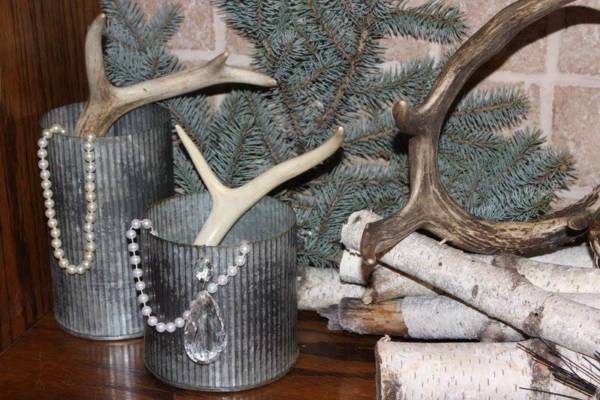 Riveted Tin Vases & Antlers