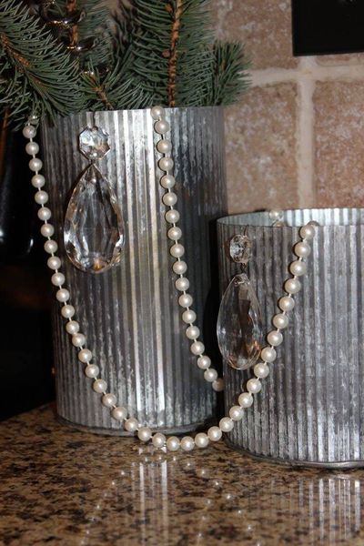 Riveted Tin Vases & Pearls