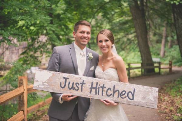 "Just Hitched" Barn Wood Sign