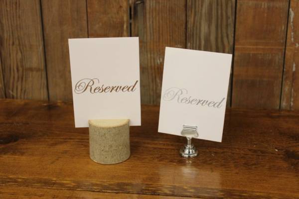 White & Silver Reserved Signs