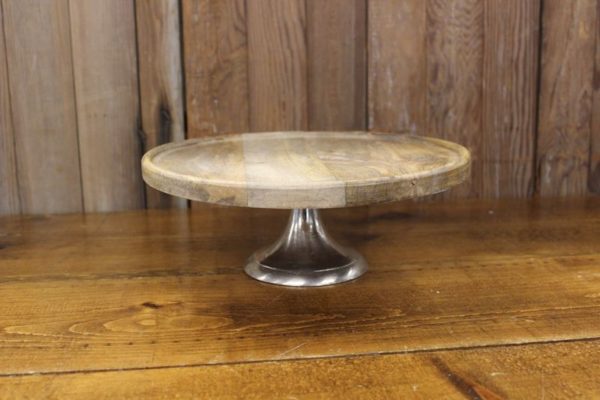 Wood & Silver Cake Stand