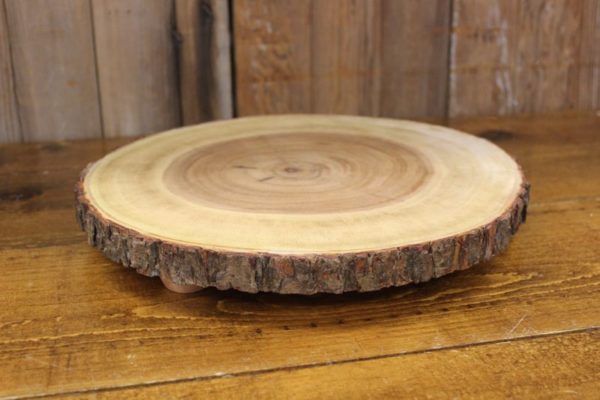 Low Rustic Wood Cake Stand
