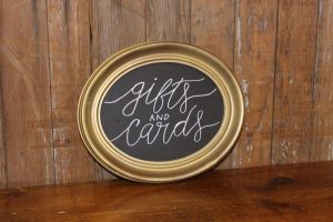 F158B: Gold Oval Cards & Gifts Chalkboard