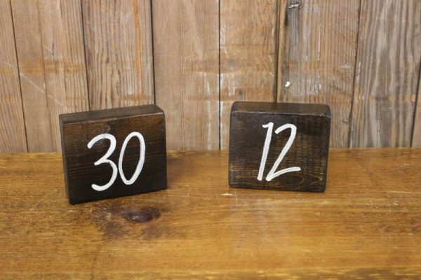 Dark Wood Block Numeral Table Numbers