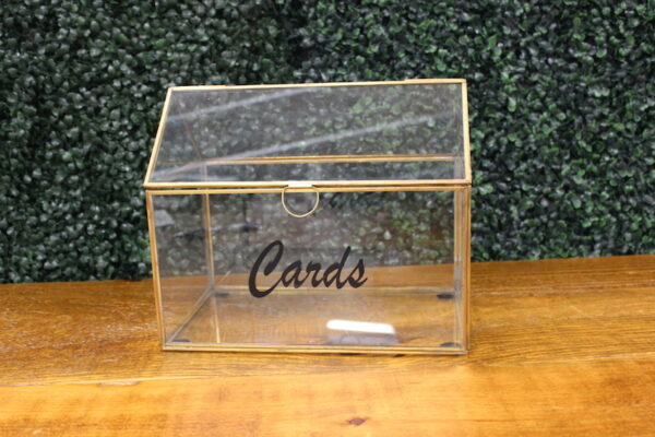 Gold Glass House Card Box w/Black Cards Label