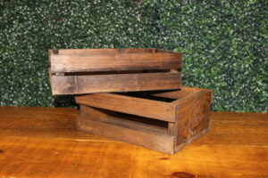 Dark Slatted Wood Crates-S